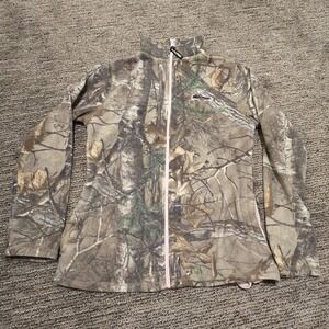 Realtree Fleece Camo Full Zip Womens Jacket M With Baby Pink Trim